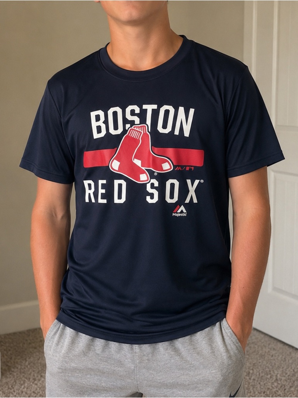 Genuine Merchandise Navy Boston Red Sox Graphic Tee with Red Logo